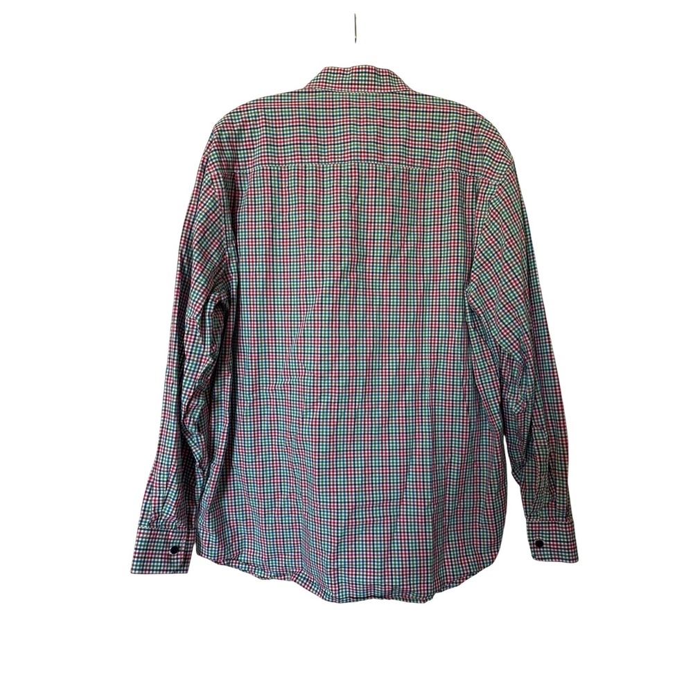 Alan Flusser Mens XL Gingham Check Button Down Shirt Multi Color Cotton L/S - Picture 5 of 5